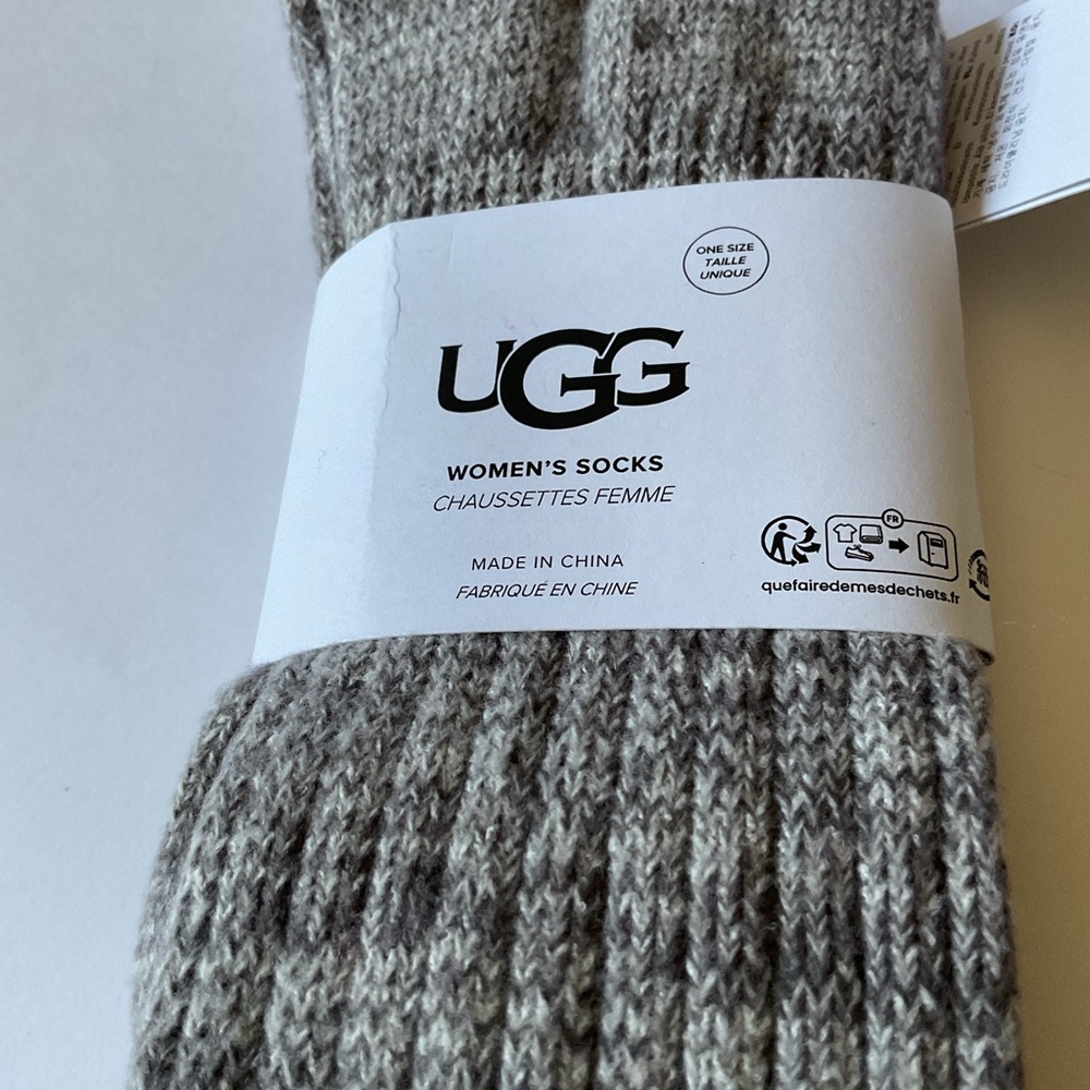 UGG RIB KNIT SLOUCH CREW SOCKS IN NIGHTFALL GRAY WOMENS ONE SIZE NWT - Picture 6 of 16